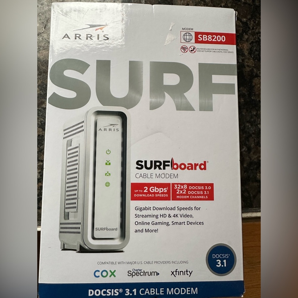 ARRIS SURFboard SB8200 v3 DOCSIS 3.1 White Cable Modem